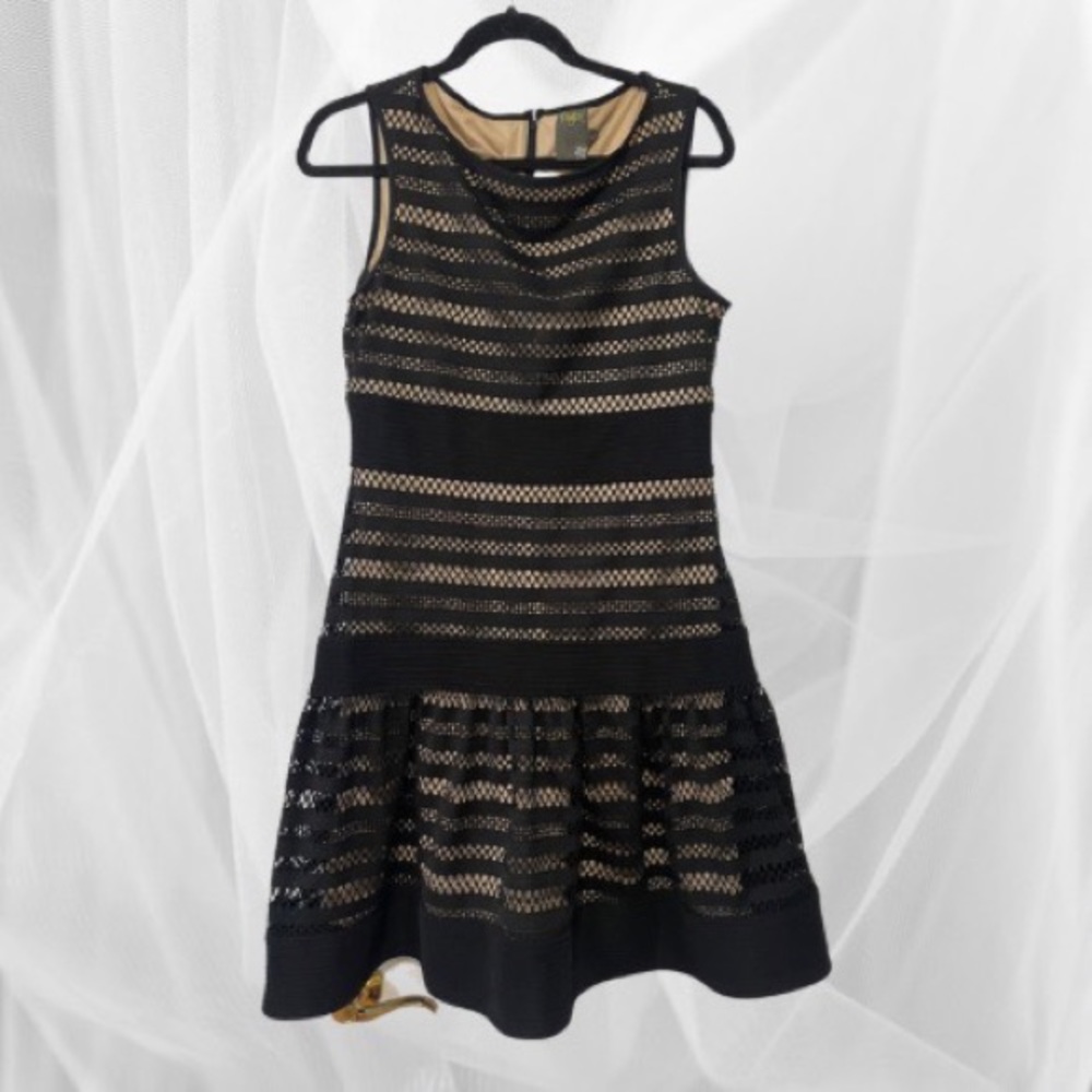 Black and cream cocktail dress